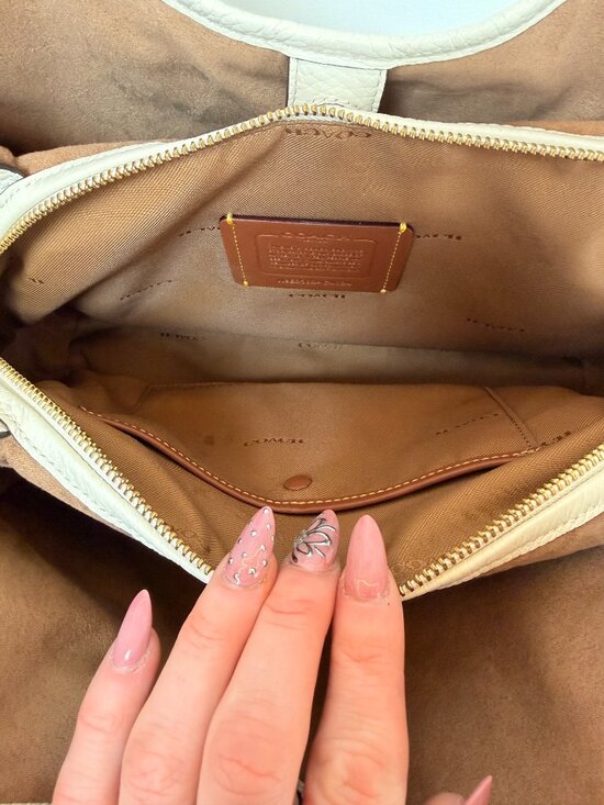 Coach Lori Shoulder Bag Cream Pebble Leather Gold Hardware Satchel Hobo Purse main image 7